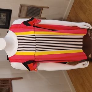 Nygard Bright Striped Cold Shoulder Cap Sleeve Blouse PERFECT COND. L/G